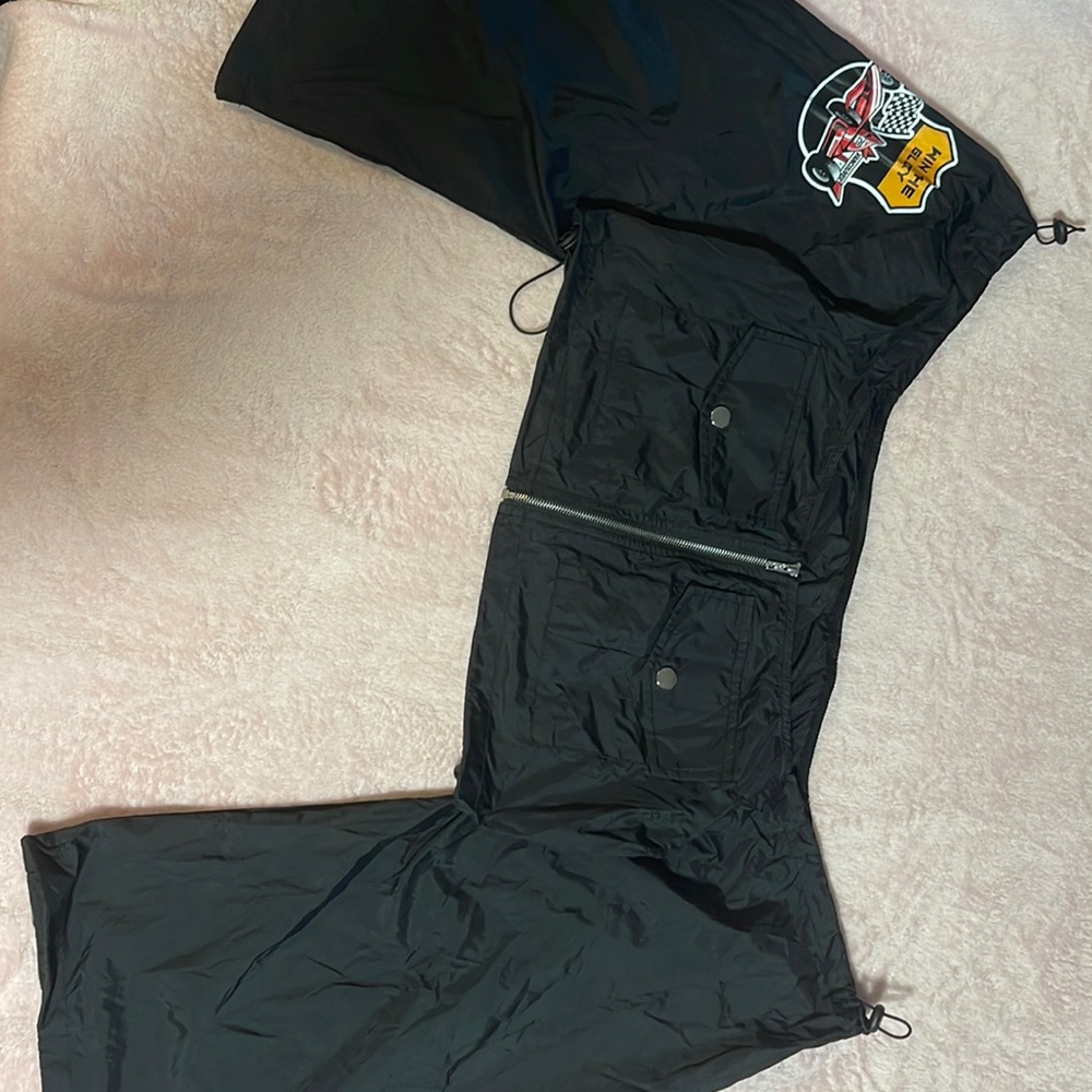 Biker off shoulder flap pocket crop top one size never worn